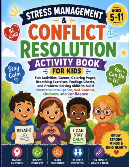 Stress Management & Conflict Resolution Activity Book for Kids book cover